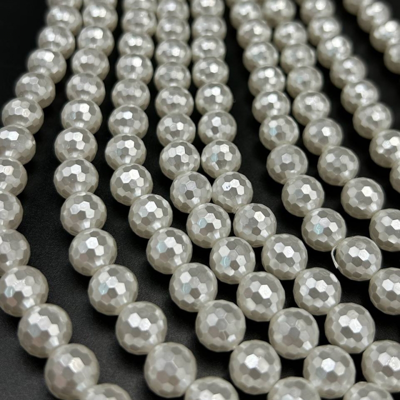 Майорка граненая цвет белый размеры 4мм 6мм 8мм 10мм