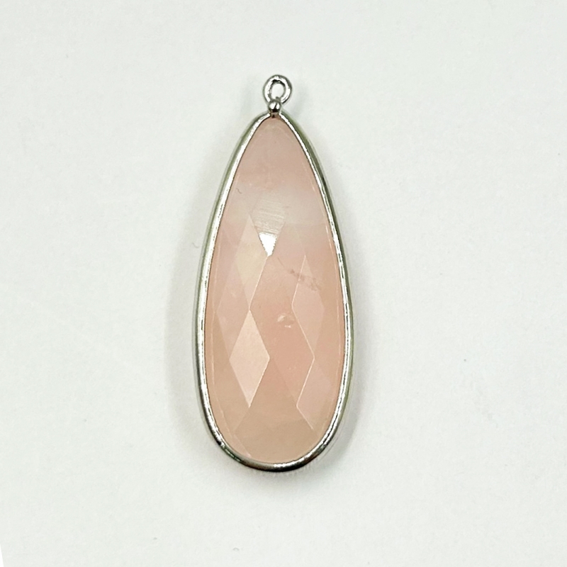 Кулон с розовым кварцем размер 15*37мм цвет серебро