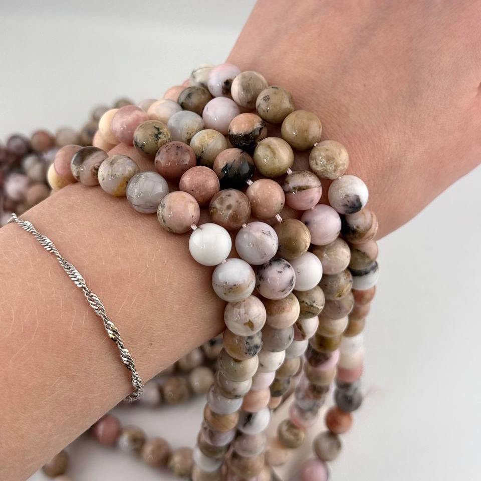 Бусины Опал розовый размер 8мм 10мм 12мм натуральный камень
