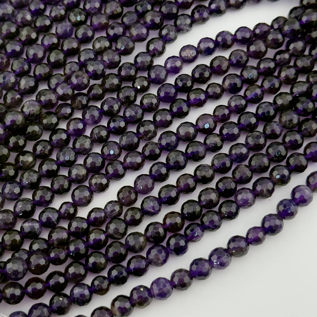 Бусины Аметист темный граненый глянцевый шар 6мм 8мм 10мм 12мм натуральный камень